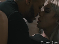 Lusty Tgirl Aubrey Kate fucked by black stud after blowjob
