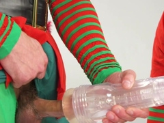 Appealing men play rough Christmas games in bondage perversions
