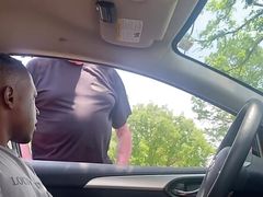 Homemade amateur cruising horny grandpa strokes me off in my car in public