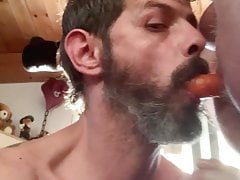 FAT BIGPAPPA TAKES CARROT IN HIS ASS