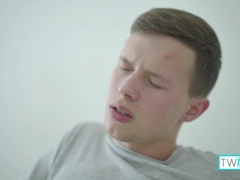 Lean Insane Platinum-blonde Lad Aaron A Cum-shots Into His Belly!
