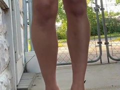 Exhibitionist Femboy: Mini Cut-offs Bootie Draping Out in Public