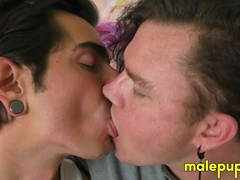 Johnny Mercy and Leo Blue indulge is sensual tongue kissing