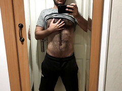 Chinese gay femboy, hairy man chest ass, big balls slapping