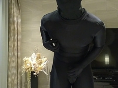 A freak packaged in total-assets pantyhose strokes and takes off his mask when he perceives superb
