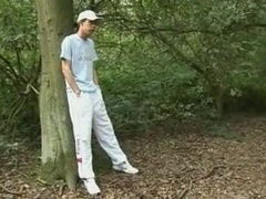 Two boys in the woods