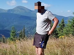 My jerk off in mountains. Beautiful nature