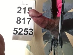 Curved Up White Cock Pumps Out Load at Philadelphia Gloryhole