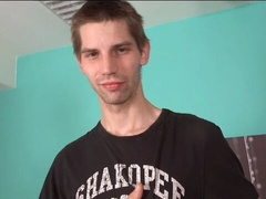 Peter Orteze oozing confidence while jacking off hard