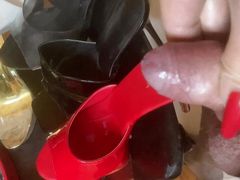 Two cumshots on red mules - user request
