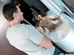 Beautiful bathroom fucking with Casey Everett and Jack Hunter