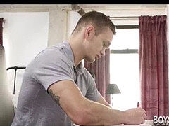 Hunk blows a load dudes bunghole