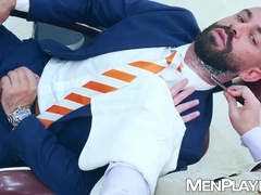 Bearded Bruno Max pays his barber Ricky Hard with savage breeding