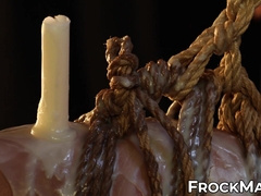 ToolBoi had his legs and hips held up while covered with wax