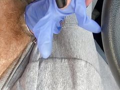 Crack head wanking in car