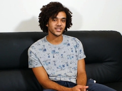 One palm tweaks his nips, the other grope his enormous boner