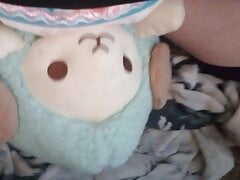 Diapered femboy humps his stuffed sheep