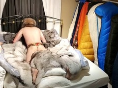 Man masturbating, humping masturbation, plush fuck