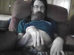 skinny twink jerking off in reclier and showing his tight little asshole while talking