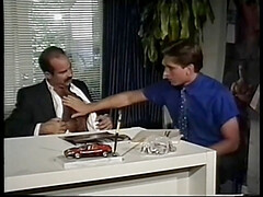 Older guy gets on his knees and sucks his client's cock then fucks