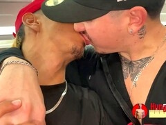 Lean twunk gets hosted by muscular Latin stud while stuck in the dishwasher