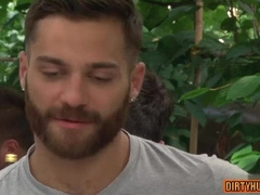 Watch these hot guys get their asses stretched and facialized in a wild anal Orgy