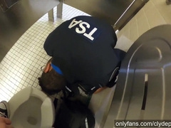 jizzes on barely legal yr senior throat in airport wc