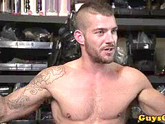 tied bdsm sub spreadeagle for weenie jacking