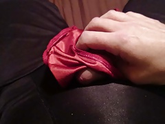 Red silky panty cum
