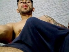 Solo play with a massive gay cock