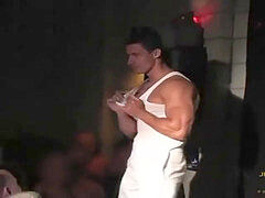 Muscle god, gay outside, real public blowjob