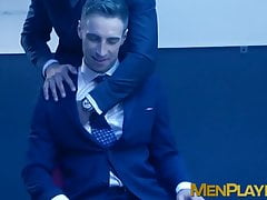 Interviewed classy gay Kayden Gray fucks bearded businessman