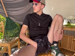 Handjob On The Terrace In The