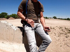 Cum in jeans with a remote controlled vibrator