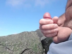 Jerking off on public beach-Big Cum Shot-Hairy Bear 4
