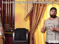 Muscle studs Damien Stone and Johnny Hill in steamy action for ManUpFilms