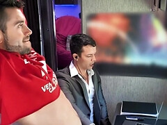 Interrupting his online interview and giving a blowjob