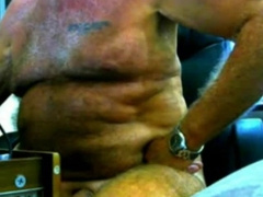 Old Man Stroking on Webcam