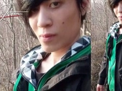 Jon Arteen gets off in the great outdoors, shooting a big load that drips down to his thumbs