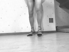 Heels needles to the foot then in his ass and cock with ejac