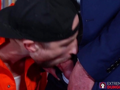 Mature lawyer roughly fist fucks young jock prisoner