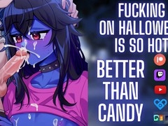 Having fun with your naughty femboy buddy on Halloween