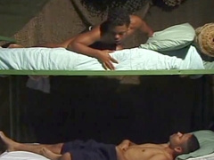multiracial youngster couple have oral sex then jerk off together