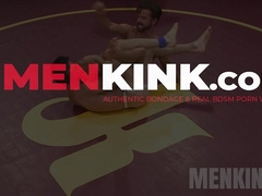 Gag ball helps Brendan Patrick in enduring Lance Harts raging cock