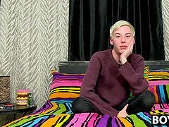 Solo youngster Jax Marnell boinks bum with toy and wanks cock