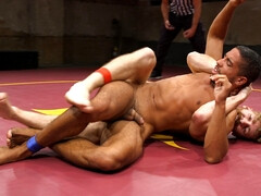 Interracial wrestling with lots of facefucking and anal