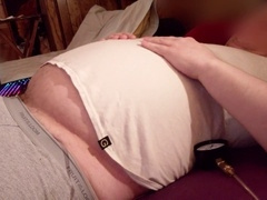 Repeatedly inflating my belly with air for ultimate pleasure