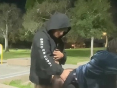 Me and this red-hot Latino plumbs at a public park .