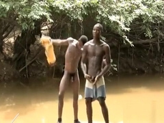 Africans playing in the river