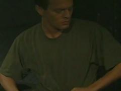 Muscular military hunk jerks off after a wet dream